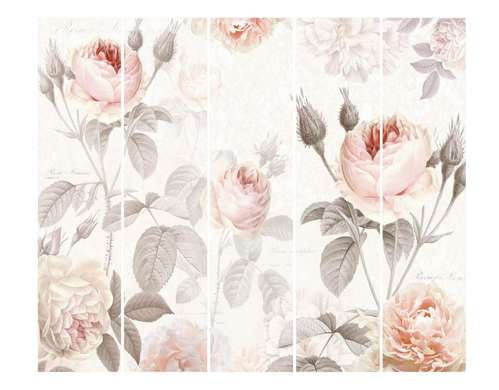 Ширма - Бежевые розы на белом фоне, 7
