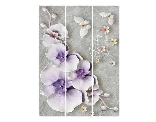 Paravan - Orhidee violet și fluturi albi, 7