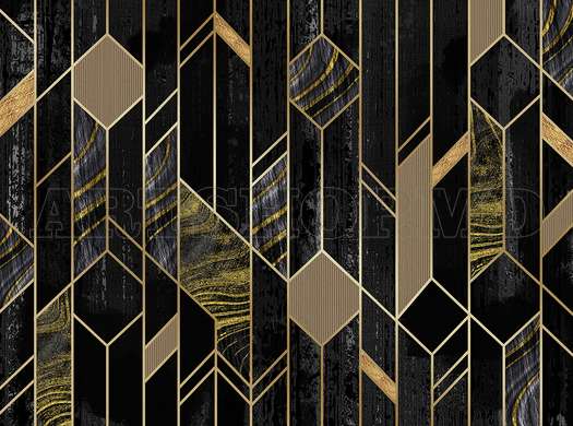 Wall mural - Black and gold geometry