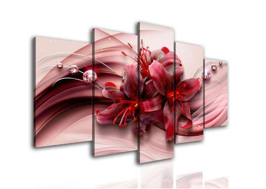 Modular picture, Red lily., 108 х 60