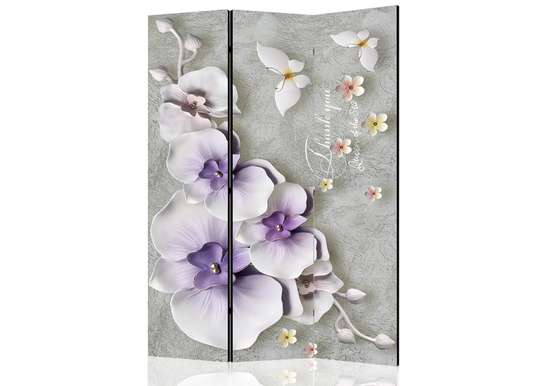 Ширма - Фиолетовая орхидея и белые бабочки, 7