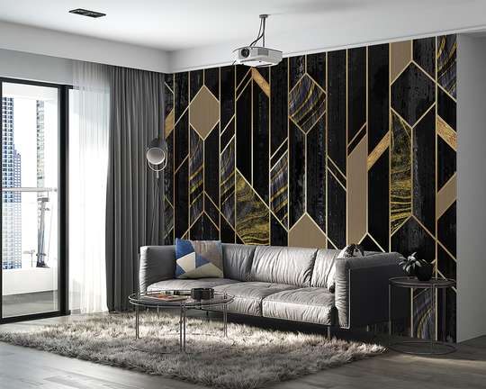 Wall mural - Black and gold geometry