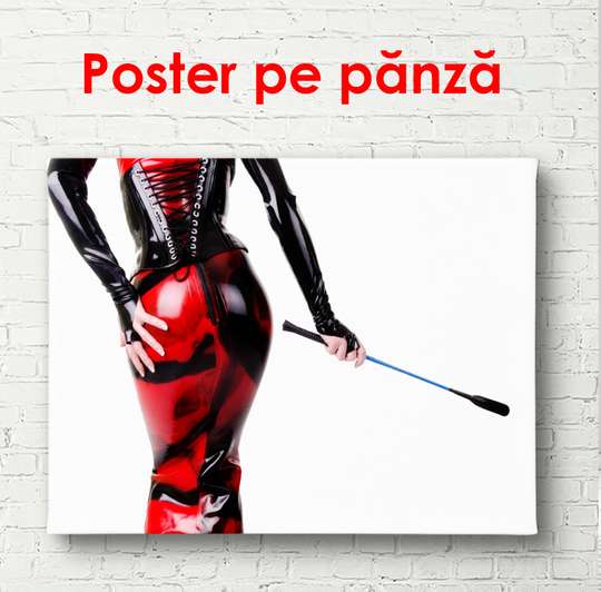 Poster - Fata într-o fustă de piele roșie, 90 x 60 см, Poster înrămat