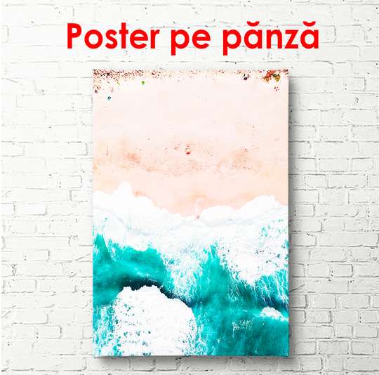 Poster - Waves and beach, 50 x 75 см, Framed poster on glass