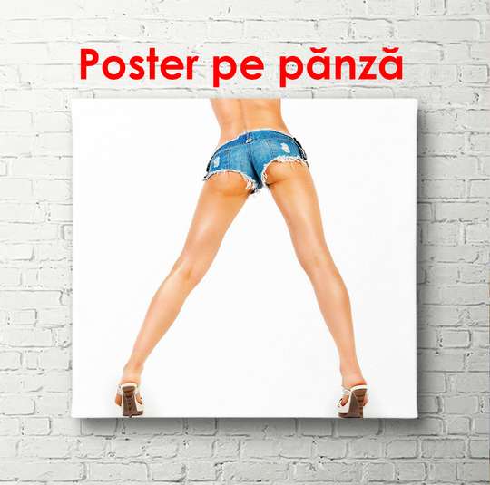 Poster - Pantaloni scurți din denim albastru, 100 x 100 см, Poster înrămat