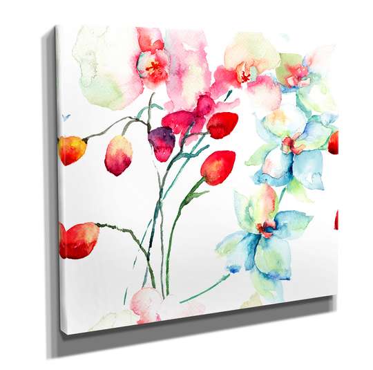 Poster - Watercolor flowers, 40 x 40 см, Canvas on frame