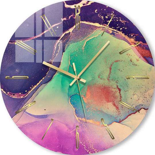 Glass clock - Fluid art - contemporary art, 40cm