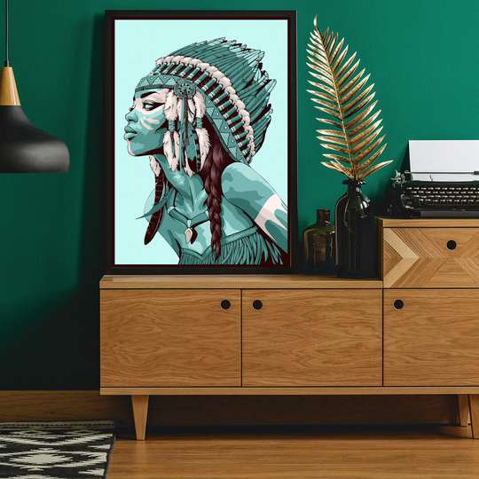 Framed Painting - Native American girl, 50 x 75 см