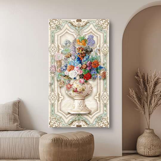 Poster - Buchet de flori multicolori, 30 x 60 см, Panza pe cadru, Natură Moartă