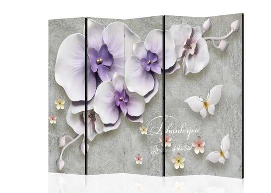 Ширма - Фиолетовая орхидея и белые бабочки, 7