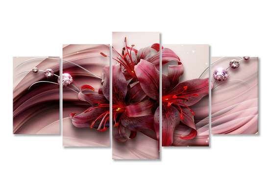 Modular picture, Red lily., 108 х 60