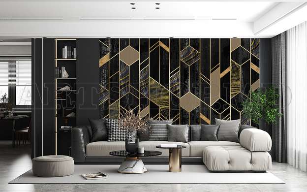 Wall mural - Black and gold geometry