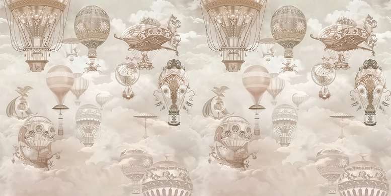 Фотообои - Воздушные шары на пудровом небе
