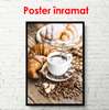 Poster - Breakfast with coffee and croissant, 30 x 45 см, Canvas on frame