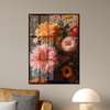 Poster - Multicolored flowers in vintage style, 60 x 90 см, Framed poster on glass, Flowers