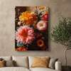 Poster - Multicolored flowers in vintage style, 60 x 90 см, Framed poster on glass, Flowers