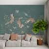 Wall mural - Foxes on a turquoise background