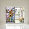 Autocolant pentru Ferestre, Vitraliu decorativ geometric cu floarea soarelui, 60 x 90cm, Mat, Autocolant Vitraliu
