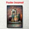 Poster - Pictură cu ulcioare vechi, 60 x 90 см, Poster înrămat, Natură Moartă