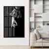 Poster - Black & White Hand, 60 x 90 см, Framed poster on glass, Minimalism