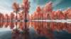 Wall mural - The pink trees and the blue sky