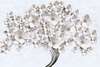Wall Mural - 3D effect tree with white flowers