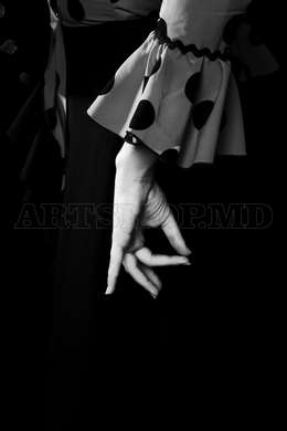 Poster - Black & White Hand, 60 x 90 см, Framed poster on glass, Minimalism