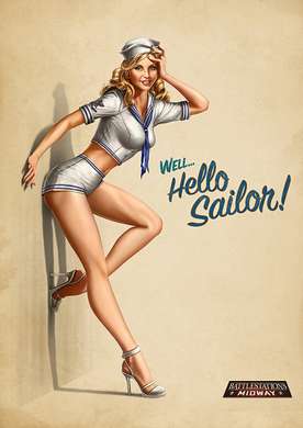 Poster Hello Sailors!, 30 x 45 см, Canvas on frame, Nude