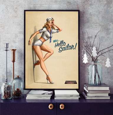 Постер - Привет, Морякам!, 30 x 45 см, Холст на подрамнике, Ню