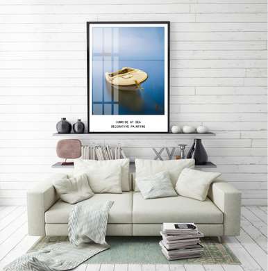 Poster - Yellow boat in the blue sea, 30 x 45 см, Framed poster, Marine Theme