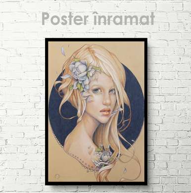 Poster - Nice girl, 60 x 90 см, Framed poster on glass, Fantasy