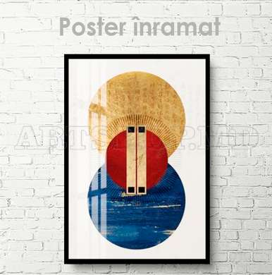 Poster - Pictura albastru-auriu, 60 x 90 см, Poster inramat pe sticla, Abstracție