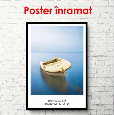 Poster - Barca galbenă pe marea albastră, 30 x 45 см, Poster înrămat