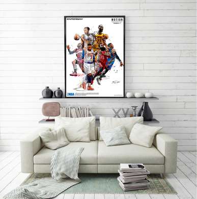 Постер - Плакат баскетбольной команды, 60 x 90 см, Постер на Стекле в раме