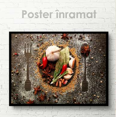 Poster - Fruit dessert, 90 x 60 см, Framed poster on glass, Food and Drinks