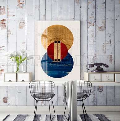 Poster - Blue-gold painting, 30 x 45 см, Canvas on frame, Abstract