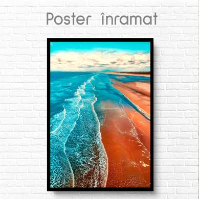 Poster - Waves along the coast, 60 x 90 см, Framed poster on glass