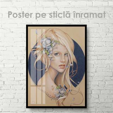 Poster - Nice girl, 60 x 90 см, Framed poster on glass, Fantasy