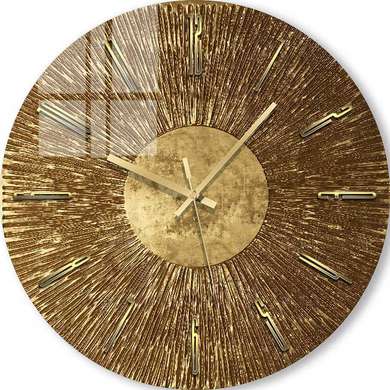 Glass clock - Golden Sun, 40cm