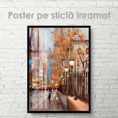 Постер - Прогулка по вечернему городу, 30 x 45 см, Холст на подрамнике, Города и Карты