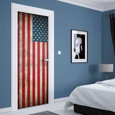 Stickere 3D pentru uși, Steagul SUA, 60 x 90cm, Autocolant pentru Usi