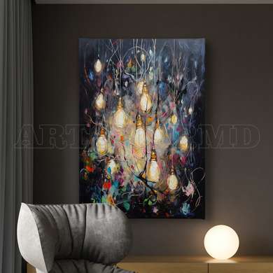 Poster - The lights, 60 x 90 см, Framed poster on glass, Abstract