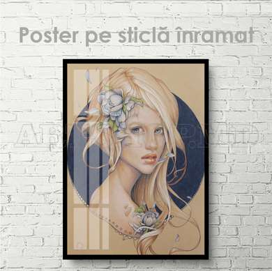 Poster - Fată drăguță, 30 x 45 см, Panza pe cadru, Fantezie