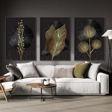 Poster - Golden leaves, 30 x 45 см, Canvas on frame, Sets