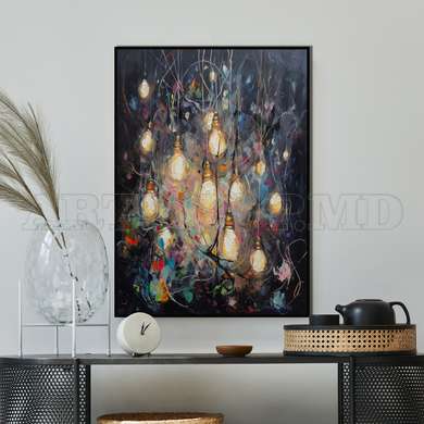 Poster - The lights, 60 x 90 см, Framed poster on glass, Abstract