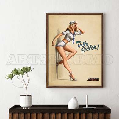 Poster - Salutare Marinarilor!, 60 x 90 см, Poster inramat pe sticla, Nude