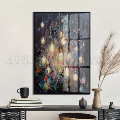 Poster - The lights, 60 x 90 см, Framed poster on glass, Abstract