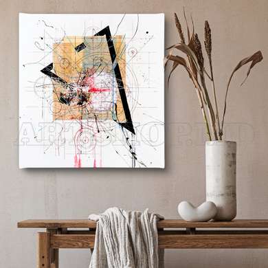 Poster - Geometrie abstractă, 100 x 100 см, Poster inramat pe sticla, Abstracție