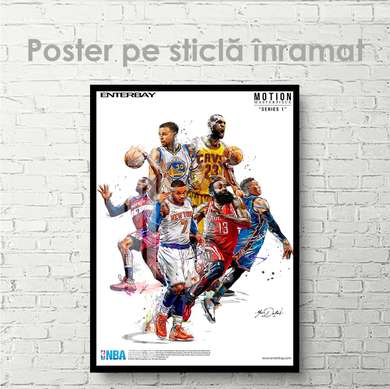 Poster - Poster echipei de baschet, 60 x 90 см, Poster inramat pe sticla