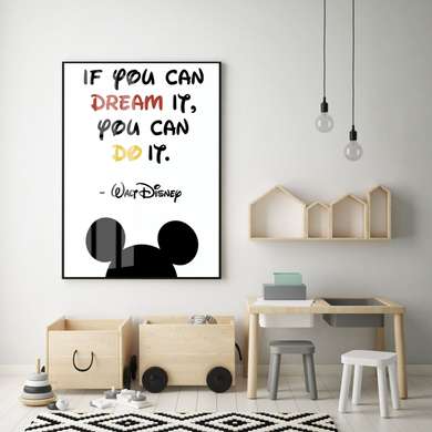 Poster - Mickey Mouse with quote, 30 x 45 см, Canvas on frame